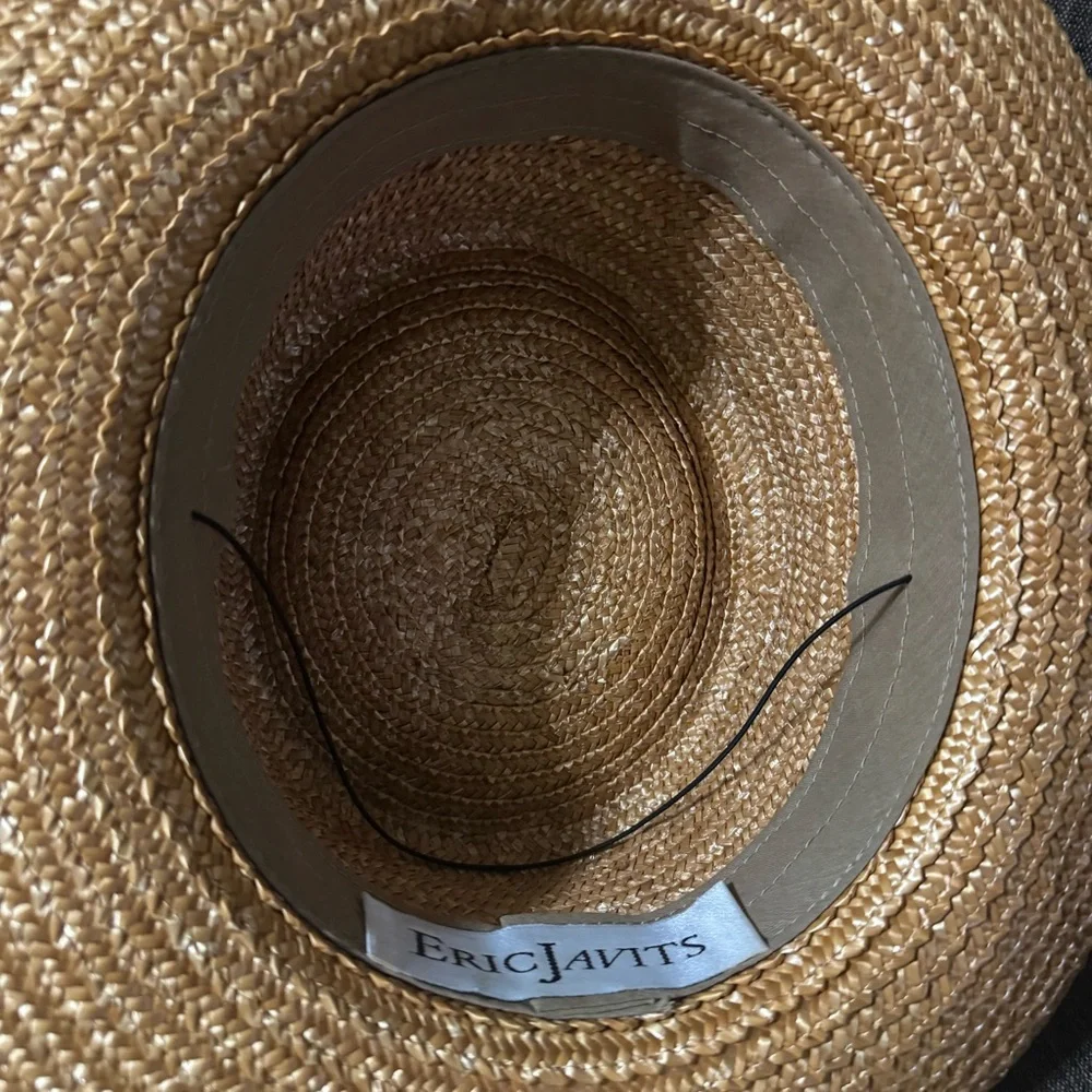 Eric Javits Natural Straw Hat with Olive Beaded Band - Picture 11 of 14